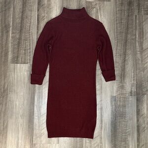 Brave Soul Burgundy Mandy Roll Neck Jumper Sweater Dress - Small